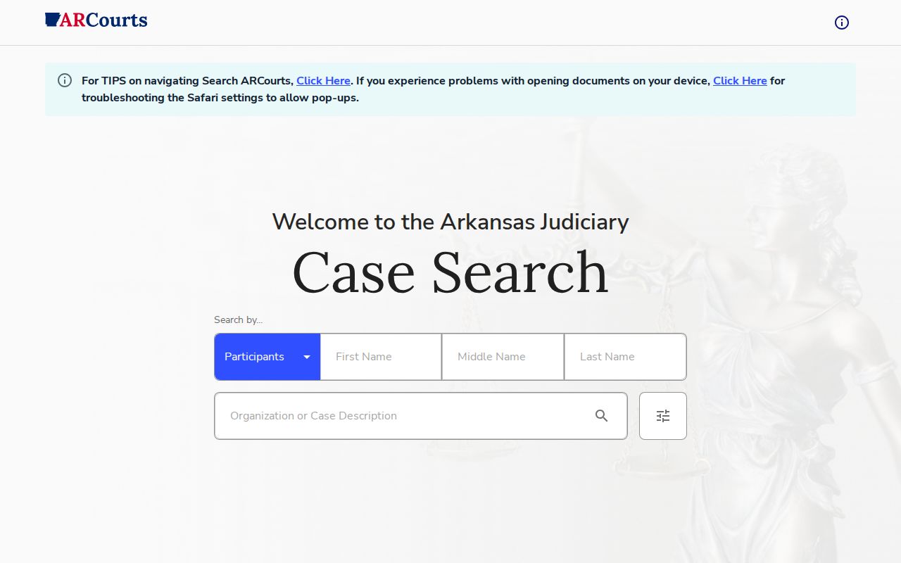 Search ARCourts participant fields for St. Francis County warrant case research