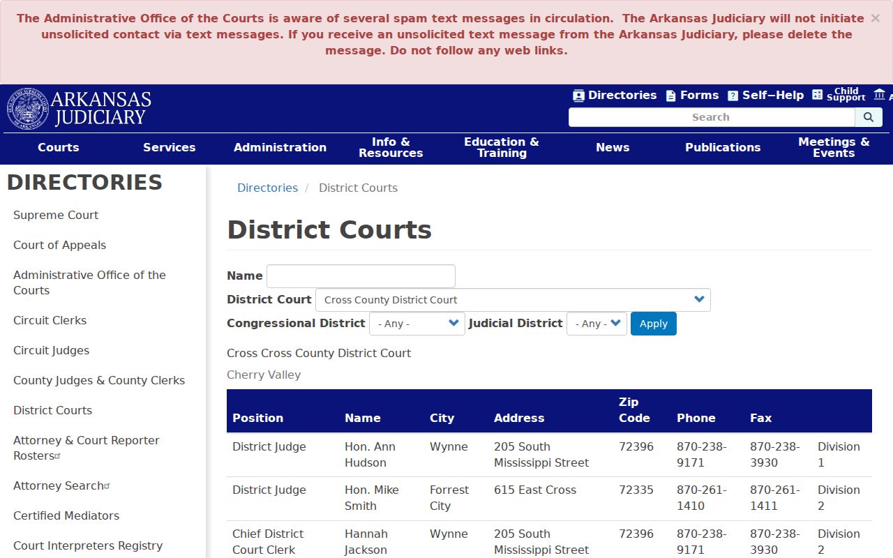St. Francis County municipal warrant district court directory