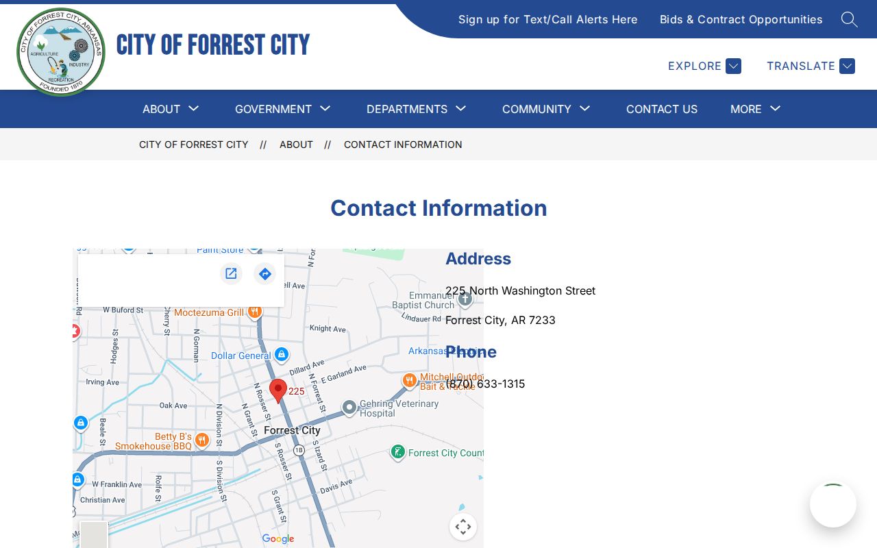 Forrest City warrant records police and city contact information