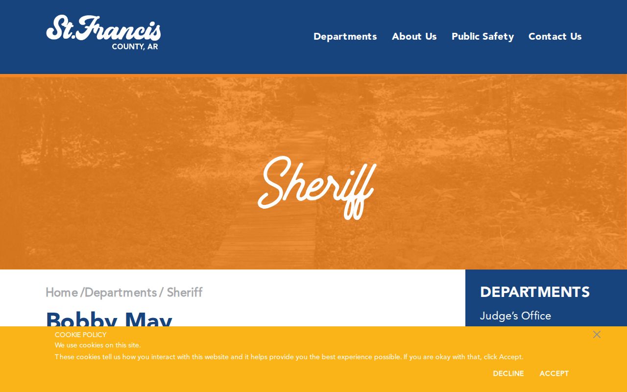 St. Francis County government Sheriff office contact and warrant duties